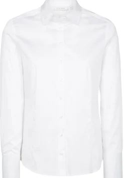 ETERNA dames blouse modern classic, stretch satijnbinding, wit