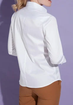 ETERNA dames blouse modern classic, stretch satijnbinding, wit