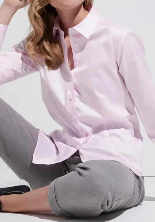 ETERNA dames blouse modern classic, stretch satijnbinding, roze
