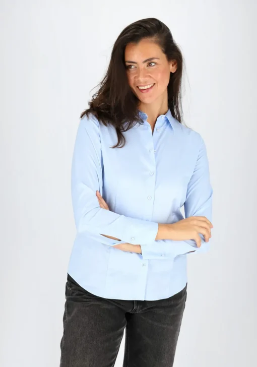 ETERNA dames blouse modern classic, lichtblauw