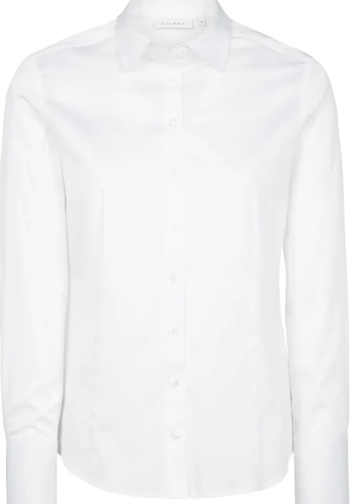 ETERNA dames blouse modern classic, stretch satijnbinding, wit