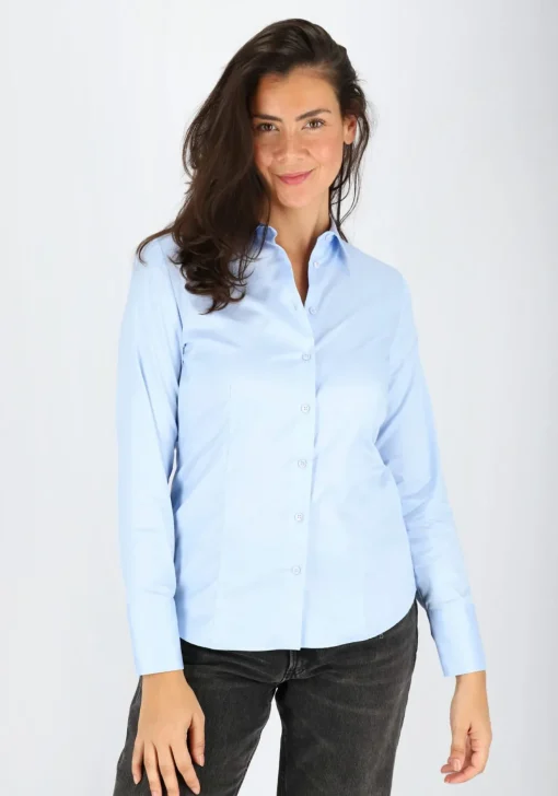 ETERNA dames blouse modern classic, lichtblauw