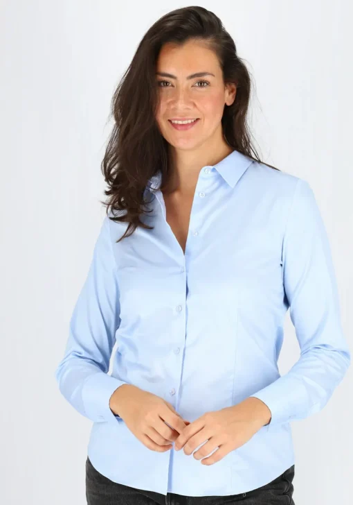 ETERNA dames blouse modern classic, lichtblauw