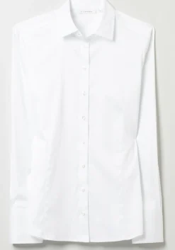 ETERNA dames blouse modern classic, stretch satijnbinding, wit