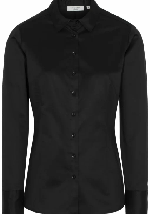 ETERNA dames blouse slim fit, zwart
