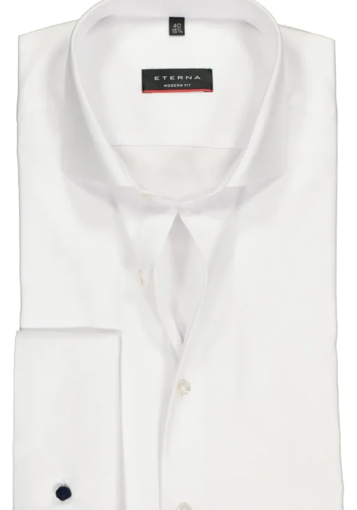 ETERNA modern fit overhemd, dubbele manchet, niet doorschijnend twill heren overhemd, wit