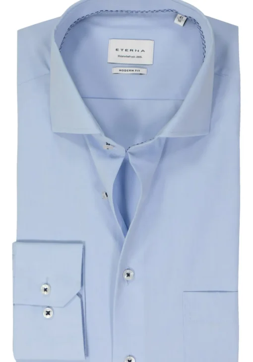 ETERNA modern fit overhemd, popeline, lichtblauw