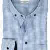 ETERNA modern fit overhemd, popeline, lichtblauw met wit geruit (contrast)