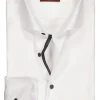 ETERNA modern fit overhemd, niet doorschijnend twill heren overhemd, wit (zwart contrast)