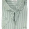 ETERNA modern fit overhemd korte mouw, twill, lichtgroen met wit gestreept