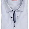 ETERNA modern fit overhemd, korte mouw, structuur heren overhemd, lichtblauw met wit (donkerblauw contrast)