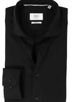 ETERNA modern fit overhemd, jersey heren overhemd, zwart