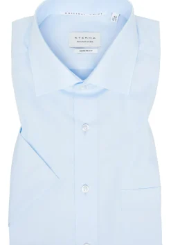 ETERNA modern fit overhemd korte mouw, popeline, lichtblauw