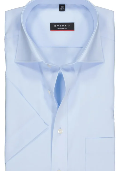 ETERNA modern fit overhemd, korte mouw, poplin heren overhemd, lichtblauw