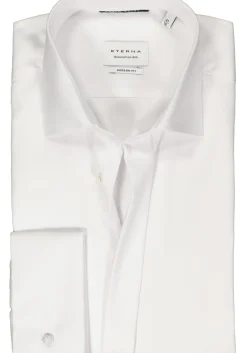 ETERNA modern fit overhemd mouwlengte 7, twill met dubbele manchet, wit