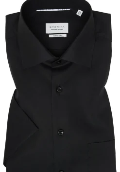 ETERNA modern fit overhemd korte mouw, popeline, zwart