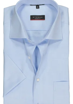 ETERNA modern fit overhemd, niet doorschijnend twill met korte mouw, lichtblauw