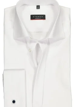 ETERNA modern fit overhemd, dubbele manchet, niet doorschijnend twill heren overhemd, wit