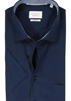 ETERNA modern fit overhemd korte mouw, popeline, donkerblauw