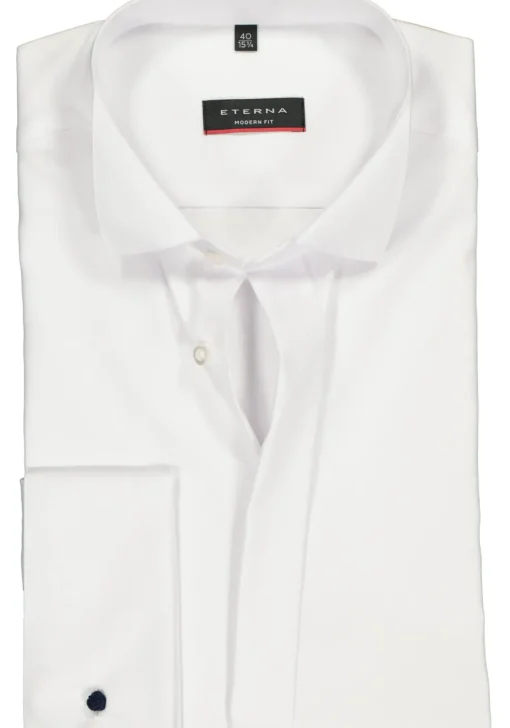 ETERNA modern fit overhemd, dubbele manchet, niet doorschijnend twill heren overhemd, wit