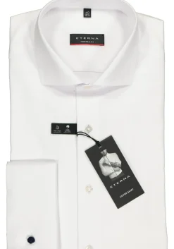 ETERNA modern fit overhemd, dubbele manchet, niet doorschijnend twill heren overhemd, wit