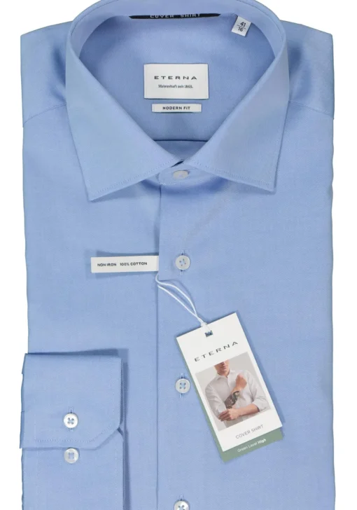 ETERNA modern fit overhemd, twill, blauw