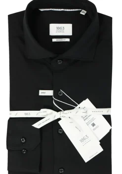 ETERNA modern fit overhemd, jersey heren overhemd, zwart