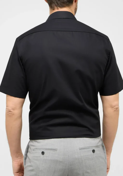 ETERNA modern fit overhemd korte mouw, popeline, zwart