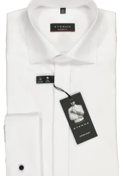 ETERNA modern fit overhemd, dubbele manchet, niet doorschijnend twill heren overhemd, wit