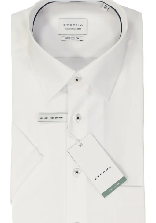 ETERNA modern fit overhemd korte mouw, natte, wit