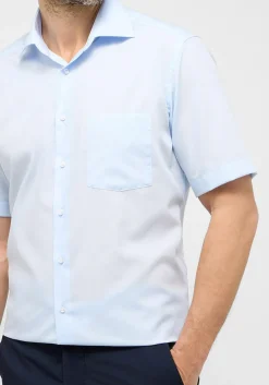 ETERNA modern fit overhemd korte mouw, popeline, lichtblauw