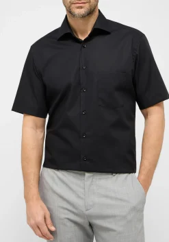 ETERNA modern fit overhemd korte mouw, popeline, zwart