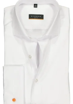 ETERNA slim fit overhemd, dubbele manchet, niet doorschijnend twill heren overhemd, wit