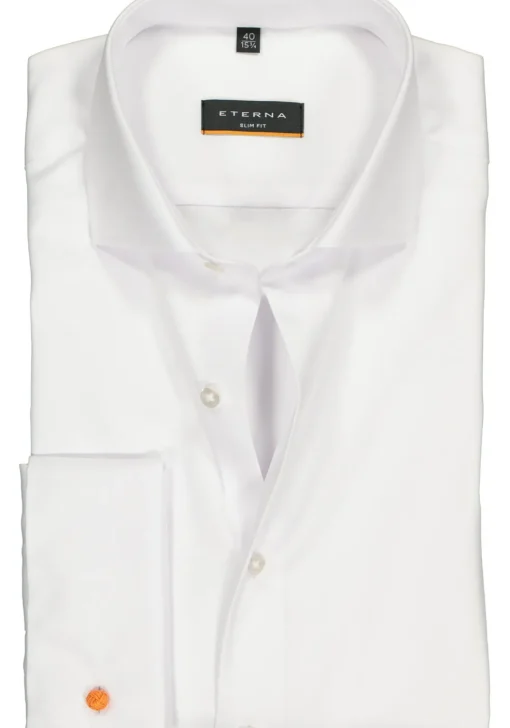 ETERNA slim fit overhemd, dubbele manchet, niet doorschijnend twill heren overhemd, wit