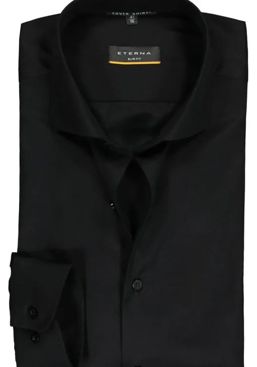 ETERNA slim fit overhemd, twill, zwart