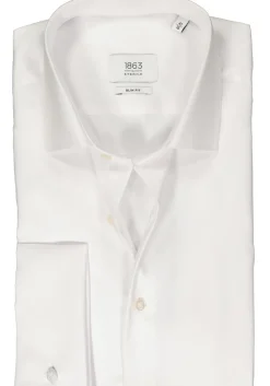 ETERNA slim fit overhemd, twill met dubbele manchet, wit