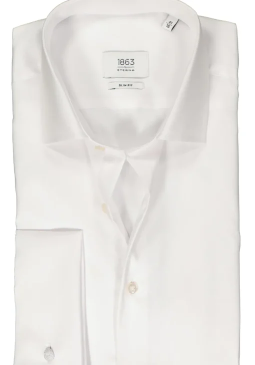 ETERNA slim fit overhemd, twill met dubbele manchet, wit