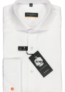 ETERNA slim fit overhemd, dubbele manchet, niet doorschijnend twill heren overhemd, wit