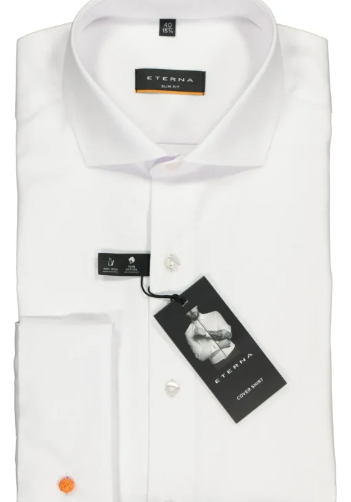 ETERNA slim fit overhemd, dubbele manchet, niet doorschijnend twill heren overhemd, wit