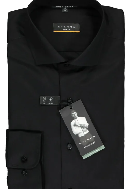 ETERNA slim fit overhemd, twill, zwart