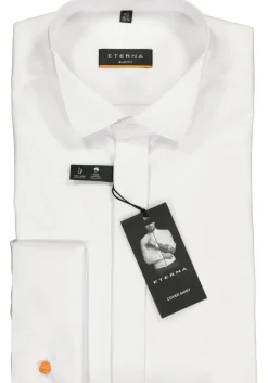 ETERNA slim fit overhemd, dubbele manchet, niet doorschijnend twill heren overhemd, wit