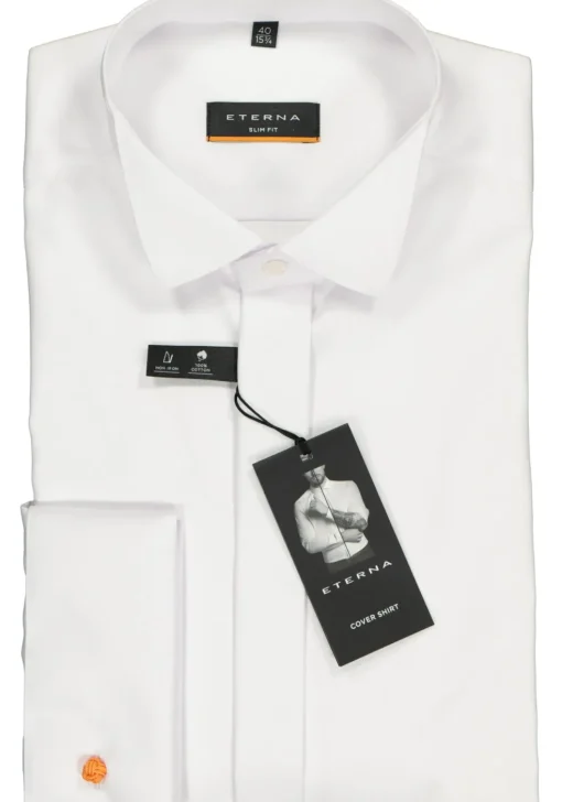 ETERNA slim fit overhemd, dubbele manchet, niet doorschijnend twill heren overhemd, wit