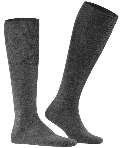 FALKE Airport heren kniekousen, grijs (dark grey)