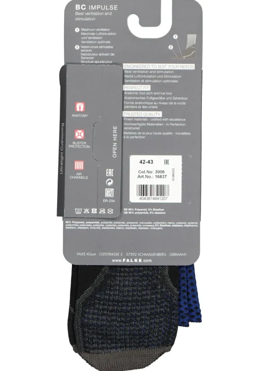 FALKE BC Impulse unisex fietssokken, zwart-blauw (black)
