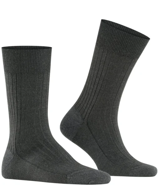 FALKE Bristol Pure Heren herensokken, antraciet (anthra.mel)