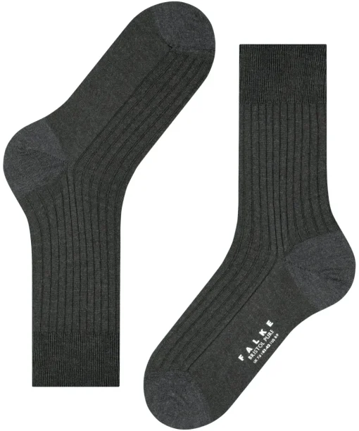 FALKE Bristol Pure Heren herensokken, antraciet (anthra.mel)