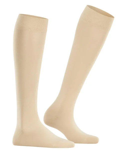 FALKE Cotton Touch dames kniekousen, creme (cream)