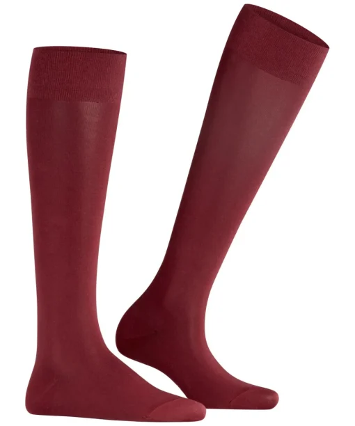 FALKE Cotton Touch dames kniekousen, donkerrood (barolo)
