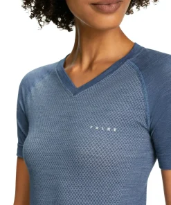 FALKE dames T-shirt Wool-Tech Light, thermoshirt, blauw (capitain)