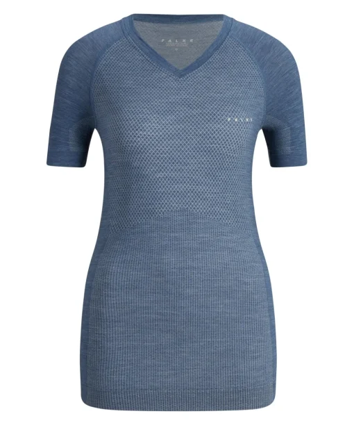 FALKE dames T-shirt Wool-Tech Light, thermoshirt, blauw (capitain)